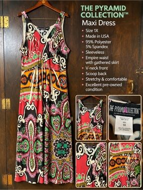 Pyramid Collection Sleeveless Paisley Maxi Dress | Boho Whimsigoth | Size 1X